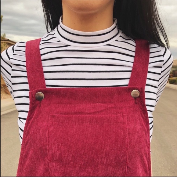 Black + White Slim Stripe Mock Neck Body Suit - Picture 2 of 7